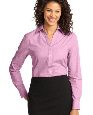 Port Authority Ladies Crosshatch Easy Care Shirt L in Pink orchid
