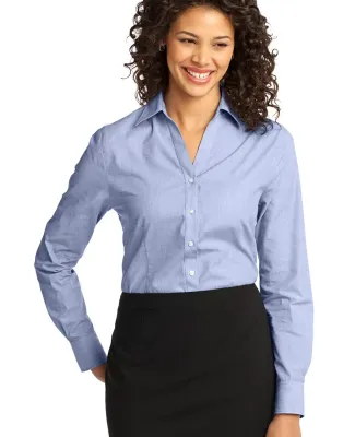 Port Authority Ladies Crosshatch Easy Care Shirt L Chambray Blue