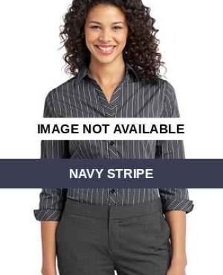Port Authority Ladies Vertical Stripe 34 Sleeve Ea Navy Stripe