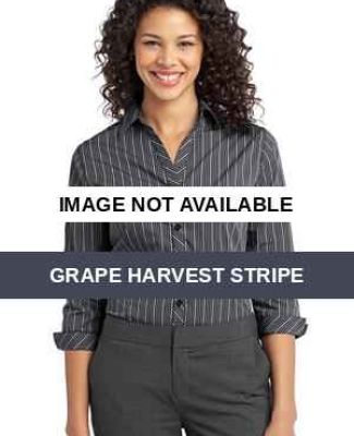 Port Authority Ladies Vertical Stripe 34 Sleeve Ea Grape Harvest Stripe