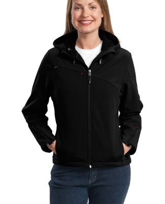 Port Authority Ladies Textured Hooded Soft Shell J Black
