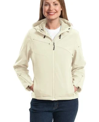 Port Authority Ladies Textured Hooded Soft Shell J Chalk White