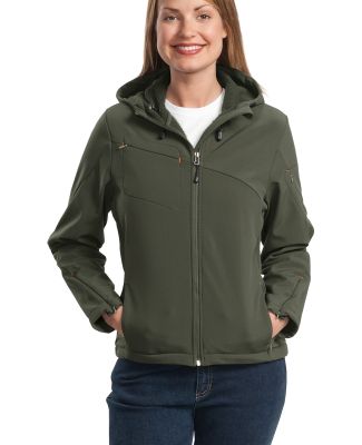 Port Authority Ladies Textured Hooded Soft Shell J Mineral Green