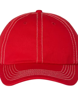 Valucap VC300 Adult Washed Dad Hat Red/ Stone Stitch