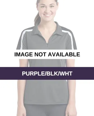 Sport Tek Ladies Tricolor Shoulder Micropique Spor Purple/Blk/Wht