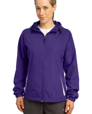 Sport Tek Ladies Colorblock Hooded Jacket LST76 Purple/White