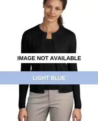Port Authority Ladies Fine Gauge Crewneck Cardigan Light Blue