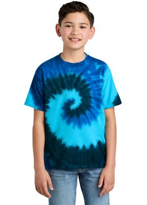 Port & Company Youth Essential Tie Dye Tee PC147Y in Ocean rainbow