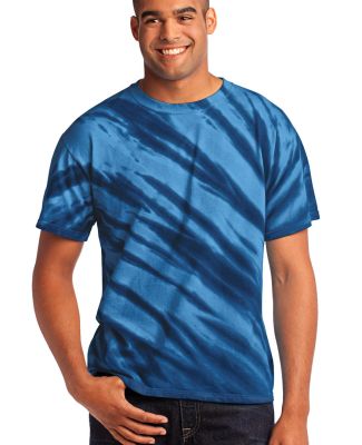 Port & Company Essential Tiger Stripe Tie Dye Tee  in Navy