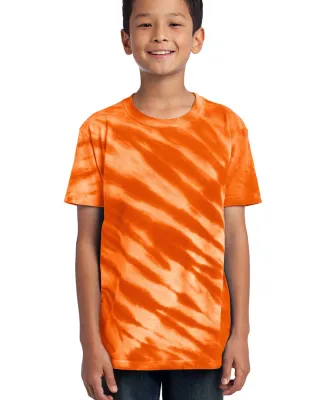 Port  Company Youth Essential Tiger Stripe Tie Dye Orange