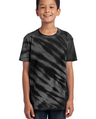 Port & Company Youth Essential Tiger Stripe Tie Dy in Black