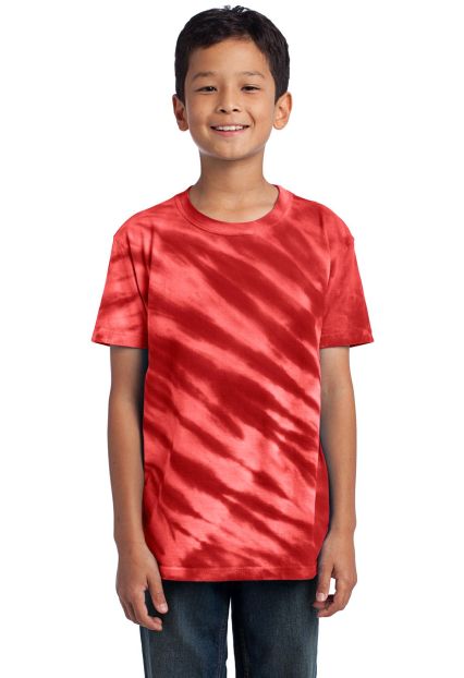 Port & Company Youth Essential Tiger Stripe Tie Dy in Red