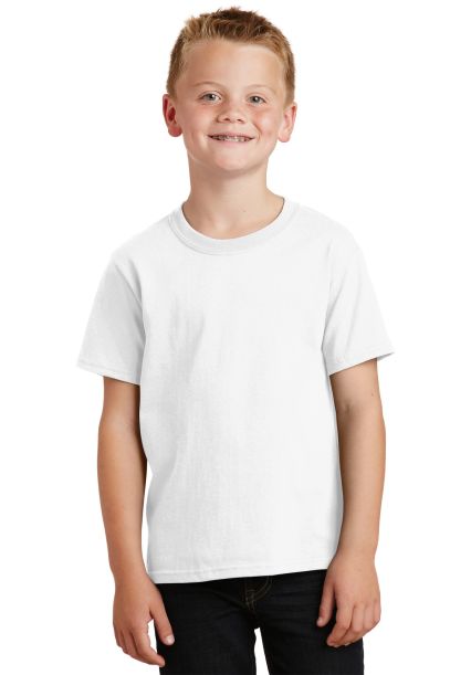Port & Company Youth 5.4 oz 100 Cotton T Shirt PC5 in White