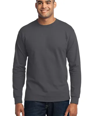 Port  Company Long Sleeve 5050 CottonPoly T Shirt  Charcoal