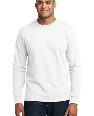 Port  Company Long Sleeve 5050 CottonPoly T Shirt  White