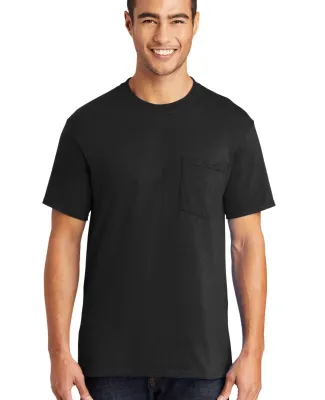 Port  Company 5050 CottonPoly T Shirt with Pocket  Jet Black