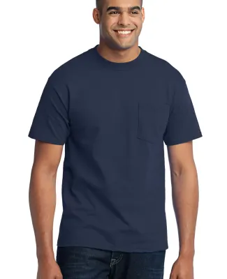 Port  Company 5050 CottonPoly T Shirt with Pocket  Navy