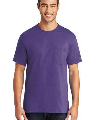Port  Company 5050 CottonPoly T Shirt with Pocket  Purple
