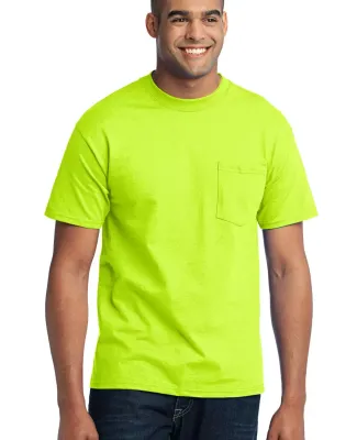 Port  Company 5050 CottonPoly T Shirt with Pocket  Safety Green