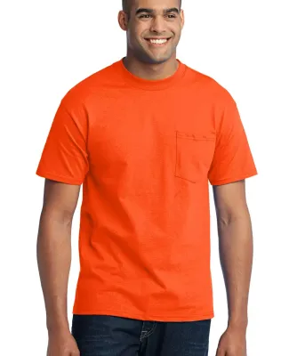 Port  Company 5050 CottonPoly T Shirt with Pocket  Safety Orange