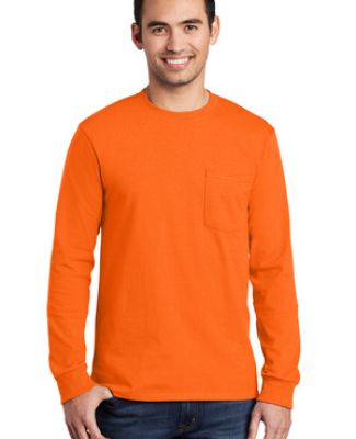 Port & Company Long Sleeve Essential T Shirt with  in Sorange