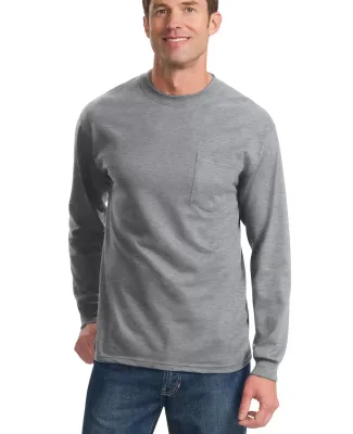 Port  Company Long Sleeve Essential T Shirt with P Ath Heather