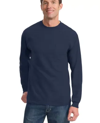 Port  Company Long Sleeve Essential T Shirt with P Navy
