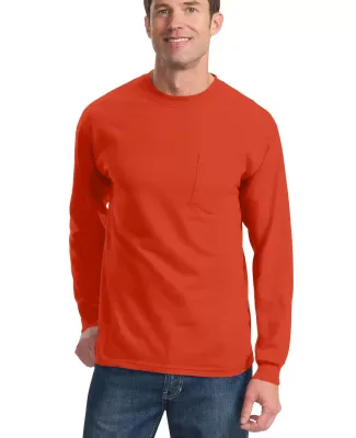 Port  Company Long Sleeve Essential T Shirt with P Orange