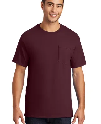 Port & Company Essential T Shirt with Pocket PC61P in Ath. maroon