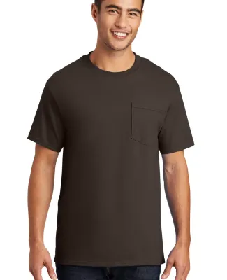Port & Company Essential T Shirt with Pocket PC61P in Brown