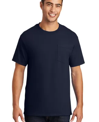 Port & Company Essential T Shirt with Pocket PC61P in Deep navy