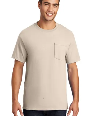 Port & Company Essential T Shirt with Pocket PC61P in Natural
