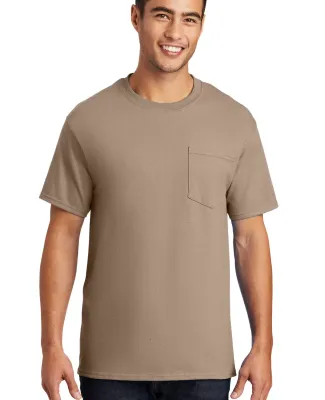 Port & Company Essential T Shirt with Pocket PC61P in Sand