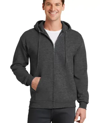 Port  Company Classic Full Zip Hooded Sweatshirt P Dk Hthr Grey