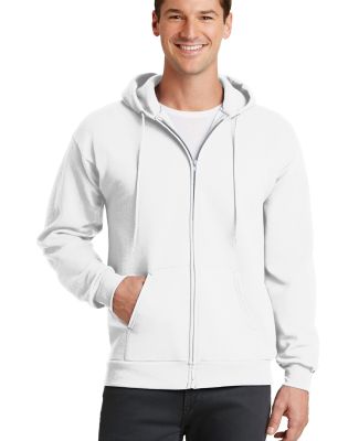Port & Company Classic Full Zip Hooded Sweatshirt  in White