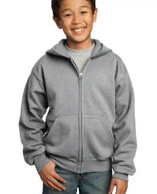 Port & Company Youth Full Zip Hooded Sweatshirt PC in Ath heather