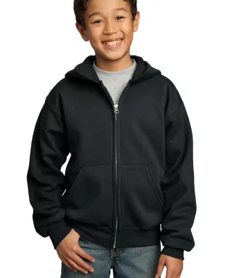 Port & Company Youth Full Zip Hooded Sweatshirt PC in Jet black