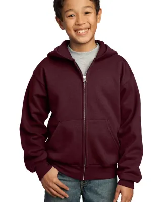 Port & Company Youth Full Zip Hooded Sweatshirt PC in Maroon