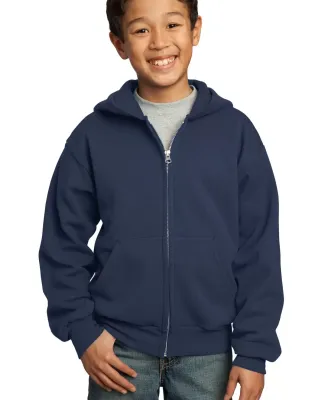 Port & Company Youth Full Zip Hooded Sweatshirt PC in Navy