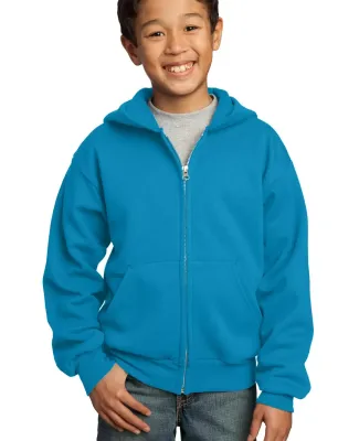 Port & Company Youth Full Zip Hooded Sweatshirt PC in Neon blue