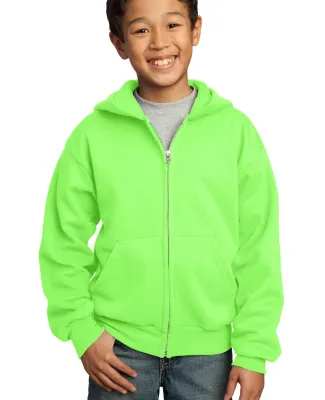 Port & Company Youth Full Zip Hooded Sweatshirt PC in Neon green