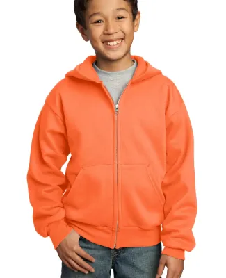 Port & Company Youth Full Zip Hooded Sweatshirt PC in Neon orange