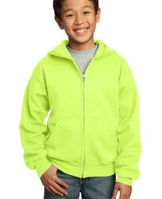 Port & Company Youth Full Zip Hooded Sweatshirt PC in Neon yellow