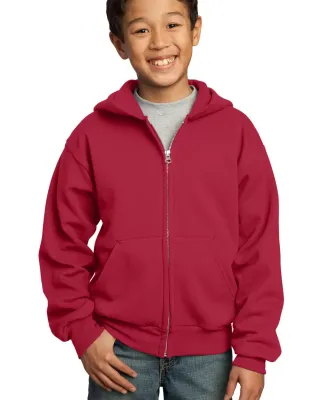 Port & Company Youth Full Zip Hooded Sweatshirt PC in Red