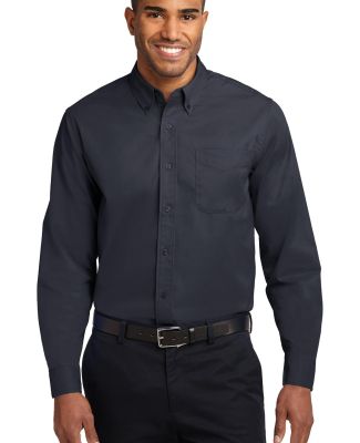 Port Authority Long Sleeve Easy Care Shirt S608 in Cl navy/lt stn