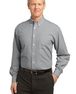 Port Authority Plaid Pattern Easy Care Shirt S639 in Charcoal