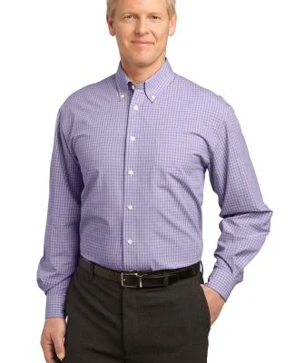 Port Authority Plaid Pattern Easy Care Shirt S639 in Purple