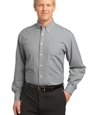 Port Authority Plaid Pattern Easy Care Shirt S639 Charcoal