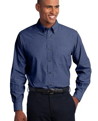 Port Authority Crosshatch Easy Care Shirt S640 in Deep blue