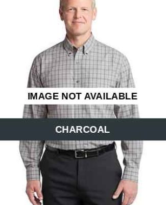 Port Authority Crosshatch Plaid Easy Care Shirt S6 Charcoal